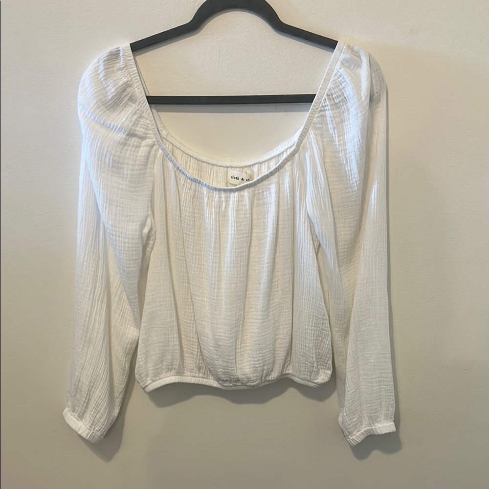Anthropologie White Gauzy Blouse from Cloth & Stone
